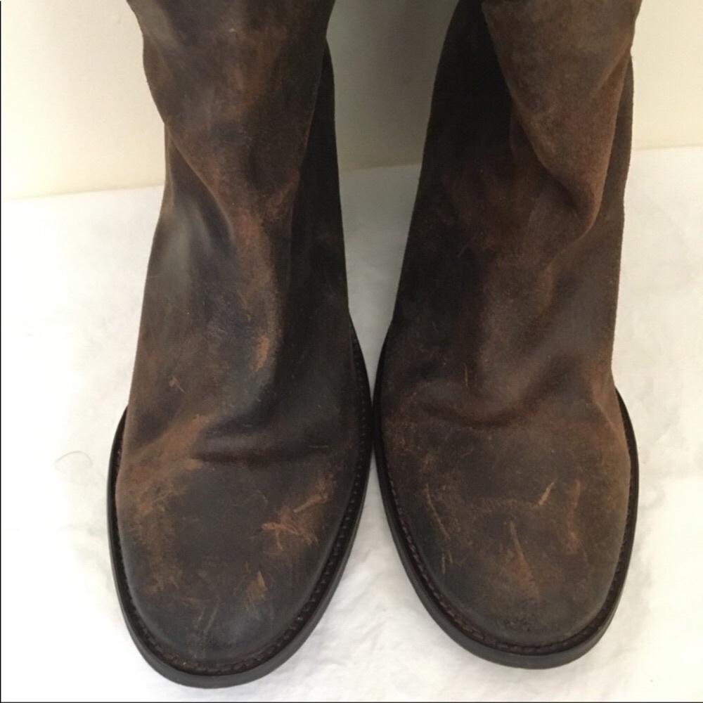 Free People Brown Slouchy Leather Heeled Boots - Picture 7 of 10